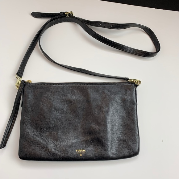 Fossil Handbags - Fossil Leather Crossbody Bag, Black